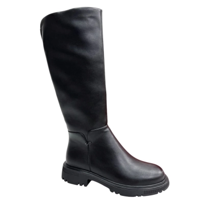 Сапоги женские демисезонные PINDIAN прессованная кожа черные 8667 Сапоги женские демисезонные PINDIAN прессованная кожа черные 8667