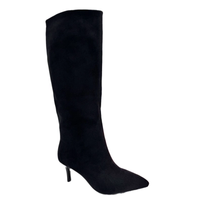 Сапоги женские демисезонные PINDIAN прессованная замша черные 8682 Сапоги женские демисезонные PINDIAN прессованная замша черные 8682