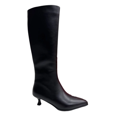 Сапоги женские демисезонные PINDIAN прессованная кожа черные 8683 Сапоги женские демисезонные PINDIAN прессованная кожа черные 8683