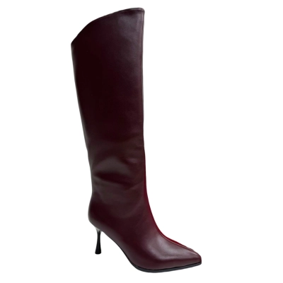 Сапоги женские демисезонные PINDIAN прессованная кожа бордовые 8688 Сапоги женские демисезонные PINDIAN прессованная кожа бордовые 8688