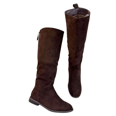 Сапоги женские демисезонные натуральная замша шоколадные E8645-9R Сапоги женские демисезонные натуральная замша шоколадные E8645-9R