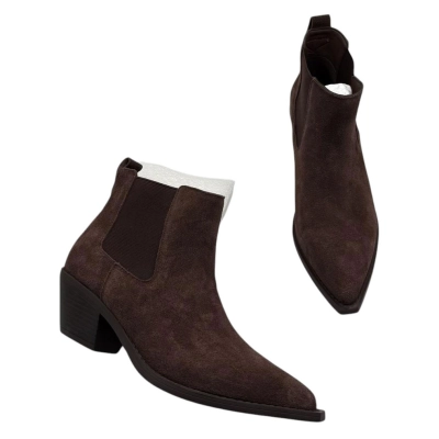 Казаки женские челси демисезонные натуральная замша шоколадные D8022-9 Казаки женские челси демисезонные натуральная замша шоколадные D8022-9