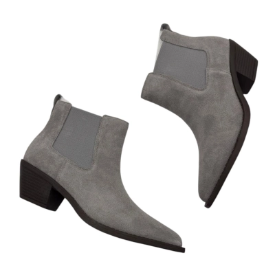 Казаки женские челси демисезонные натуральная замша серые D8022-6 Казаки женские челси демисезонные натуральная замша серые D8022-6