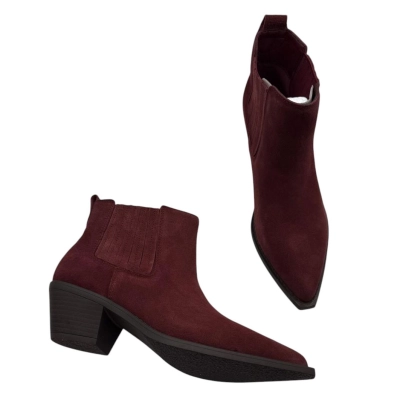 Казаки женские челси демисезонные натуральная замша бордовые D8023-8 Казаки женские челси демисезонные натуральная замша бордовые D8023-8