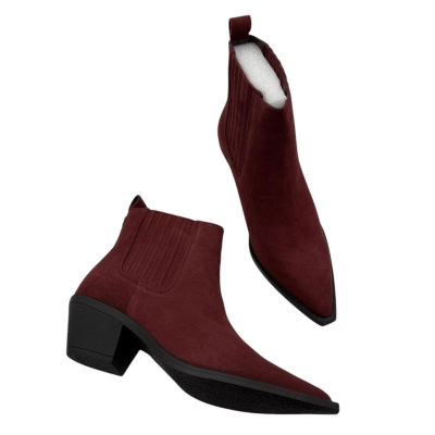 Казаки женские челси демисезонные натуральная замша бордовые D8922-6P Казаки женские челси демисезонные натуральная замша бордовые D8922-6P
