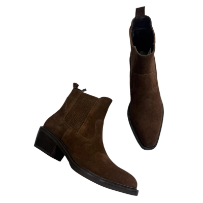 Казаки женские челси демисезонные натуральная замша коричневые E8936-8P Казаки женские челси демисезонные натуральная замша коричневые E8936-8P