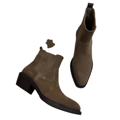 Казаки женские челси демисезонные натуральная замша капучино E8936-10P Казаки женские челси демисезонные натуральная замша капучино E8936-10P