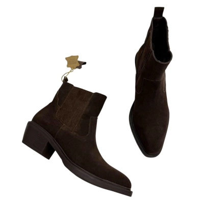 Казаки женские челси демисезонные натуральная замша шоколадные E8936-9P Казаки женские челси демисезонные натуральная замша шоколадные E8936-9P