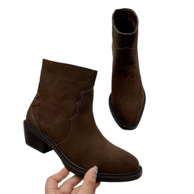 Казаки женские демисезонные натуральная замша шоколадные E8935-2P Казаки женские демисезонные натуральная замша шоколадные E8935-2P