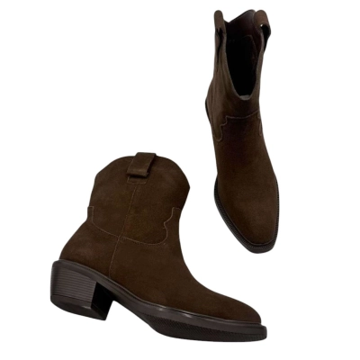 Казаки женские демисезонные натуральная замша шоколадные E8934-2P Казаки женские демисезонные натуральная замша шоколадные E8934-2P