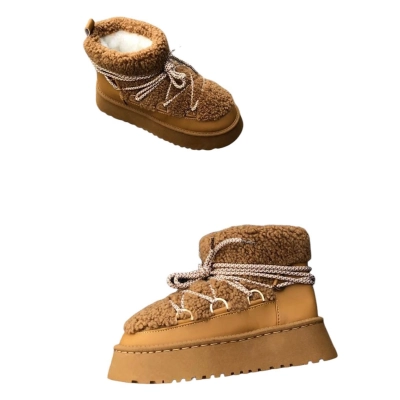 Угги женские на зиму искусственная кожа с мехом коричневые 8924 Угги женские на зиму искусственная кожа с мехом коричневые 8924