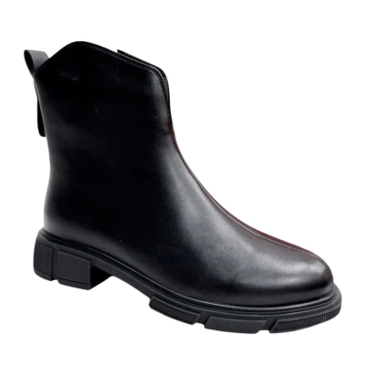 Ботинки женские батал демисезонные PINDIAN прессованная кожа черные 8311 Ботинки женские батал демисезонные PINDIAN прессованная кожа черные 8311