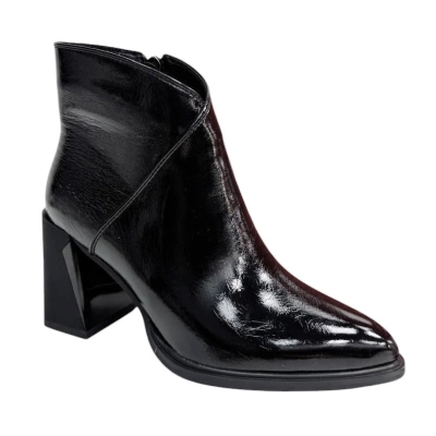 Ботильоны женские PINDIAN прессованная лак кожа черные 8356 Ботильоны женские PINDIAN прессованная лак кожа черные 8356