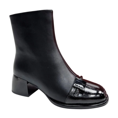 Ботильоны женские PINDIAN комбинированная прессованная кожа черные 8371 Ботильоны женские PINDIAN комбинированная прессованная кожа черные 8371