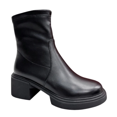 Ботинки женские демисезонные PINDIAN прессованная кожа черные 8372 Ботинки женские демисезонные PINDIAN прессованная кожа черные 8372