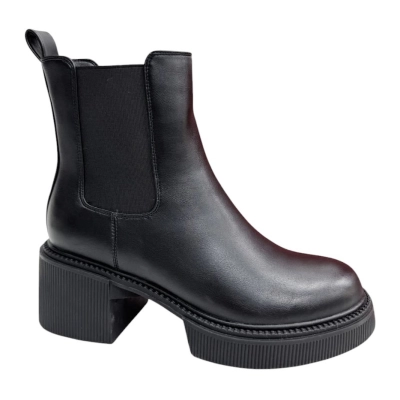 Ботинки женские челси демисезонные PINDIAN прессованная кожа черные 8374 Ботинки женские челси демисезонные PINDIAN прессованная кожа черные 8374