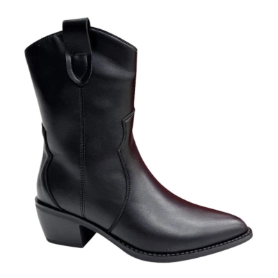 Полусапожки казаки женские PINDIAN прессованная кожа черные 8390 Полусапожки казаки женские PINDIAN прессованная кожа черные 8390