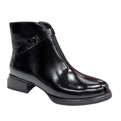 Ботинки женские демисезонные PINDIAN прессованная масло кожа черные 8391 Ботинки женские демисезонные PINDIAN прессованная масло кожа черные 8391