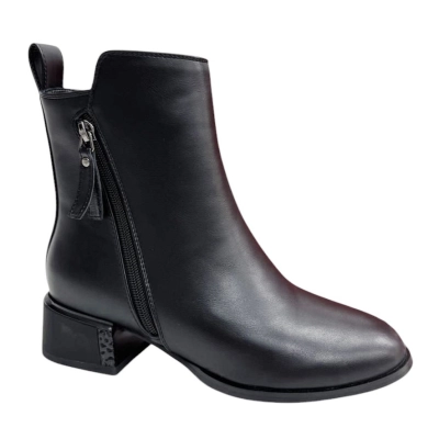 Ботинки женские демисезонные PINDIAN прессованная кожа черные 8398 Ботинки женские демисезонные PINDIAN прессованная кожа черные 8398