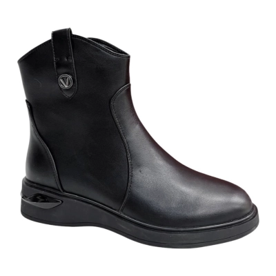 Ботинки женские демисезонные PINDIAN прессованная кожа черные 8401 Ботинки женские демисезонные PINDIAN прессованная кожа черные 8401