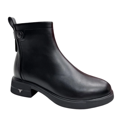 Ботинки женские демисезонные PINDIAN прессованная кожа черные 8412 Ботинки женские демисезонные PINDIAN прессованная кожа черные 8412