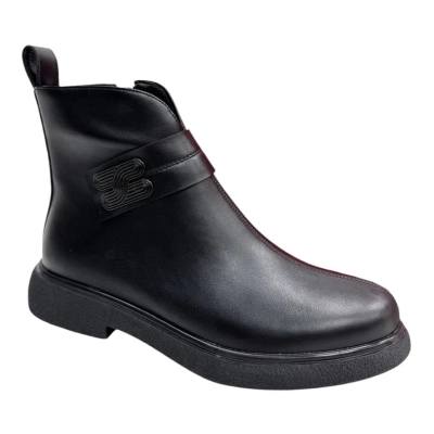 Ботинки женские демисезонные PINDIAN прессованная кожа черные 8416 Ботинки женские демисезонные PINDIAN прессованная кожа черные 8416