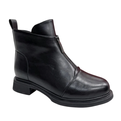 Ботинки женские демисезонные PINDIAN прессованная кожа черные 8420 Ботинки женские демисезонные PINDIAN прессованная кожа черные 8420