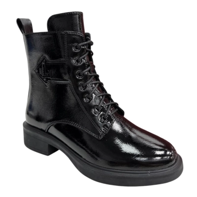 Ботинки женские демисезонные PINDIAN прессованная масло кожа черные 8437 Ботинки женские демисезонные PINDIAN прессованная масло кожа черные 8437