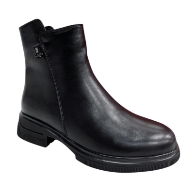 Ботинки женские демисезонные PINDIAN прессованная кожа черные 8439 Ботинки женские демисезонные PINDIAN прессованная кожа черные 8439