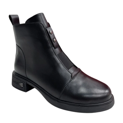 Ботинки женские демисезонные PINDIAN прессованная кожа черные 8440 Ботинки женские демисезонные PINDIAN прессованная кожа черные 8440