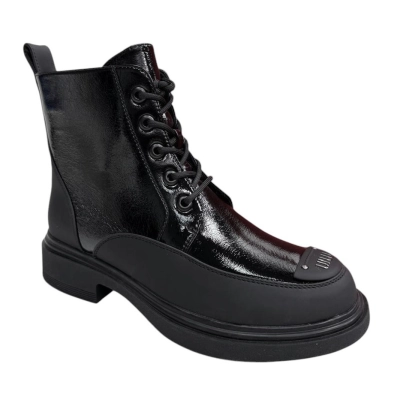 Ботинки женские демисезонные PINDIAN прессованная масло кожа черные 8442 Ботинки женские демисезонные PINDIAN прессованная масло кожа черные 8442