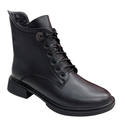 Ботинки женские демисезонные PINDIAN прессованная кожа черные 8447 Ботинки женские демисезонные PINDIAN прессованная кожа черные 8447