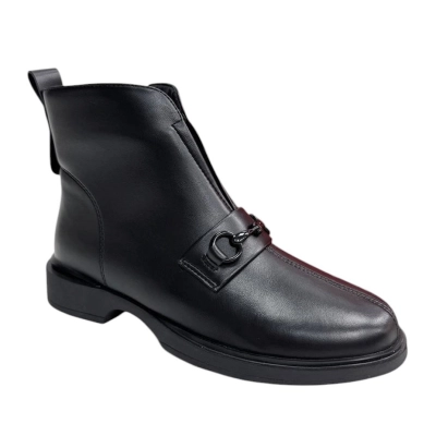 Ботинки женские демисезонные PINDIAN прессованная кожа черные 8451 Ботинки женские демисезонные PINDIAN прессованная кожа черные 8451