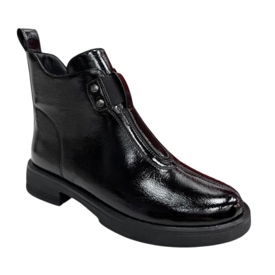 Ботинки женские демисезонные PINDIAN прессованная масло кожа черные 8452 Ботинки женские демисезонные PINDIAN прессованная масло кожа черные 8452