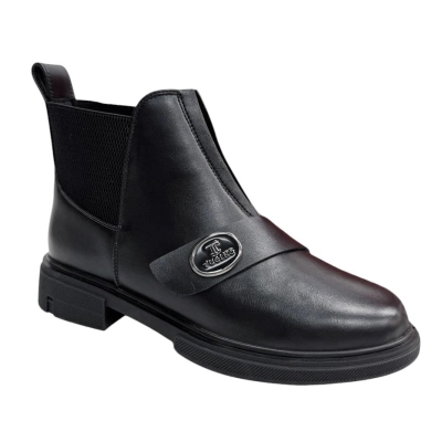 Ботинки женские демисезонные PINDIAN прессованная кожа черные 8457 Ботинки женские демисезонные PINDIAN прессованная кожа черные 8457