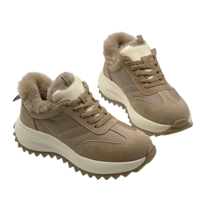 Кроссовки женские зимние натуральная замша с кожей бежевые M7381-28P Кроссовки женские зимние натуральная замша с кожей бежевые M7381-28P