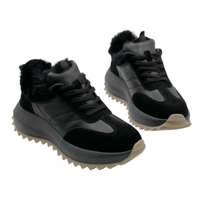 Кроссовки женские зимние натуральная замша с кожей черные M7381-1P Кроссовки женские зимние натуральная замша с кожей черные M7381-1P