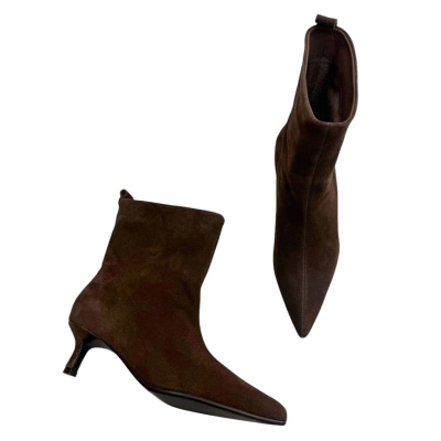 Ботильоны женские демисезонные натуральная замша шоколадные E8071-16P Ботильоны женские демисезонные натуральная замша шоколадные E8071-16P