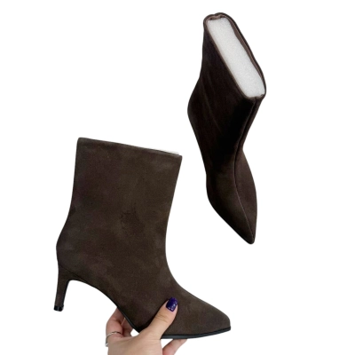 Полусапожки женские демисезонные натуральная замша коричневые E8078-29P Полусапожки женские демисезонные натуральная замша коричневые E8078-29P