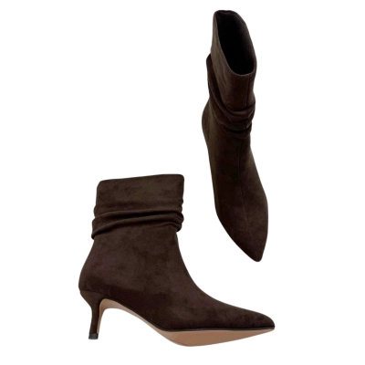 Полусапожки женские демисезонные натуральная замша шоколадные E7391-9 Полусапожки женские демисезонные натуральная замша шоколадные E7391-9