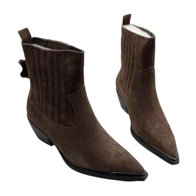 Казаки женские демисезонные натуральная замша шоколадные E8919-2P Казаки женские демисезонные натуральная замша шоколадные E8919-2P