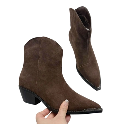 Казаки женские демисезонные натуральная замша шоколадные E8925-2P Казаки женские демисезонные натуральная замша шоколадные E8925-2P