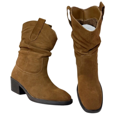 Казаки женские демисезонные натуральная замша коричневые E8947-5P Казаки женские демисезонные натуральная замша коричневые E8947-5P