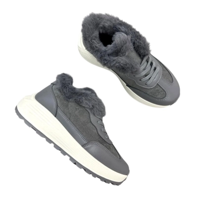 Кроссовки женские зимние ADMLIS искусственная замша с кожей серые F263-5 Кроссовки женские зимние ADMLIS искусственная замша с кожей серые F263-5