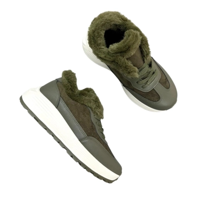 Кроссовки женские зимние ADMLIS искусственная замша с кожей зеленые F263-10 Кроссовки женские зимние ADMLIS искусственная замша с кожей зеленые F263-10