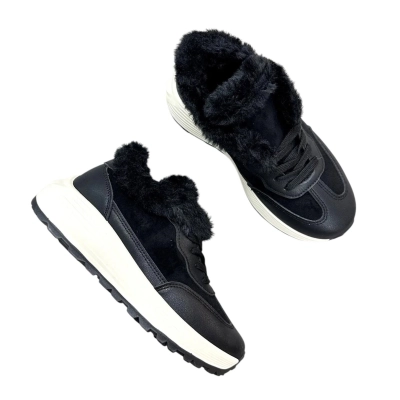 Кроссовки женские зимние ADMLIS искусственная замша с кожей черные F263 Кроссовки женские зимние ADMLIS искусственная замша с кожей черные F263