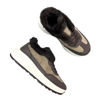 Кроссовки женские зимние ADMLIS искусственная замша с кожей бежевые F263-31 Кроссовки женские зимние ADMLIS искусственная замша с кожей бежевые F263-31